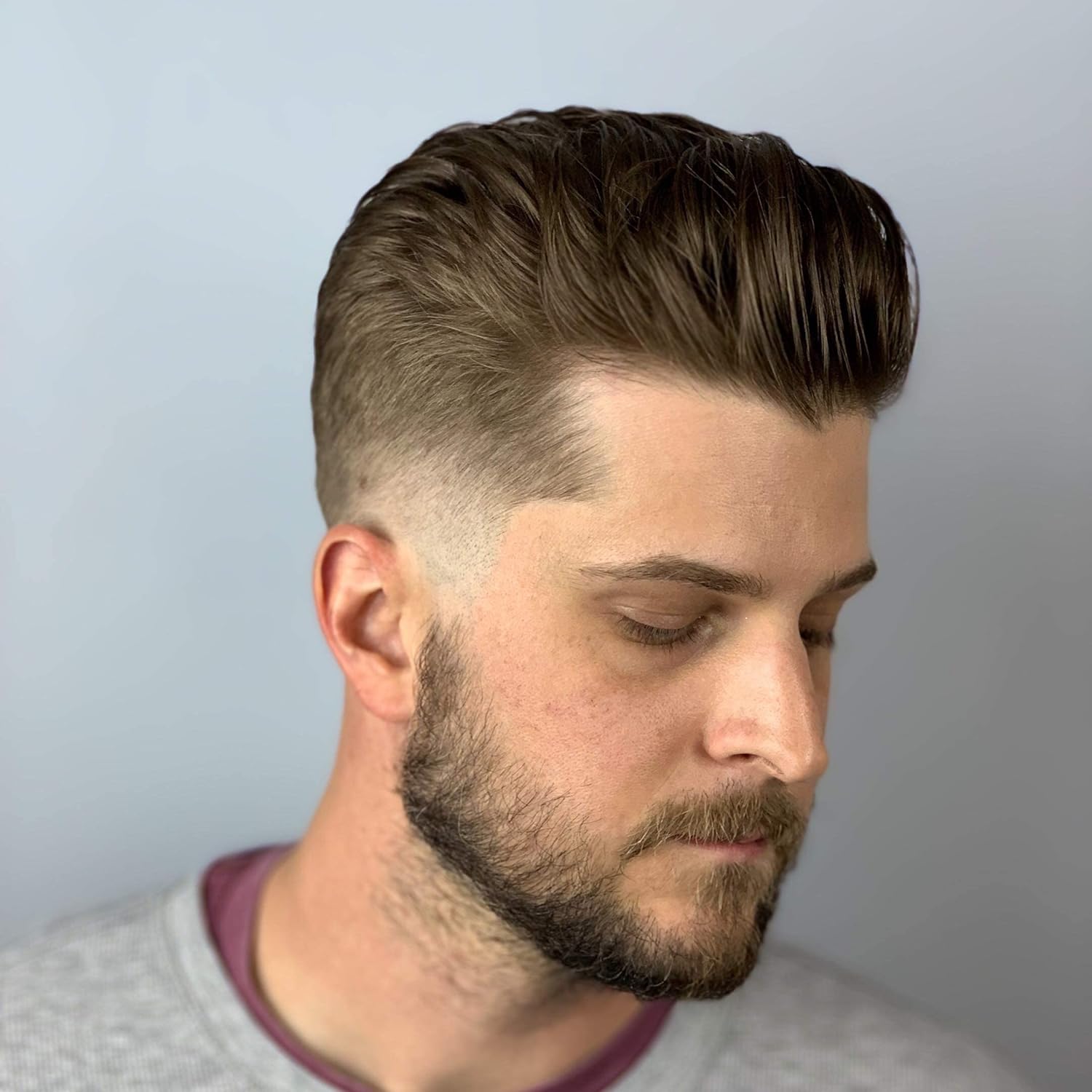 Modern textured pompadour fade