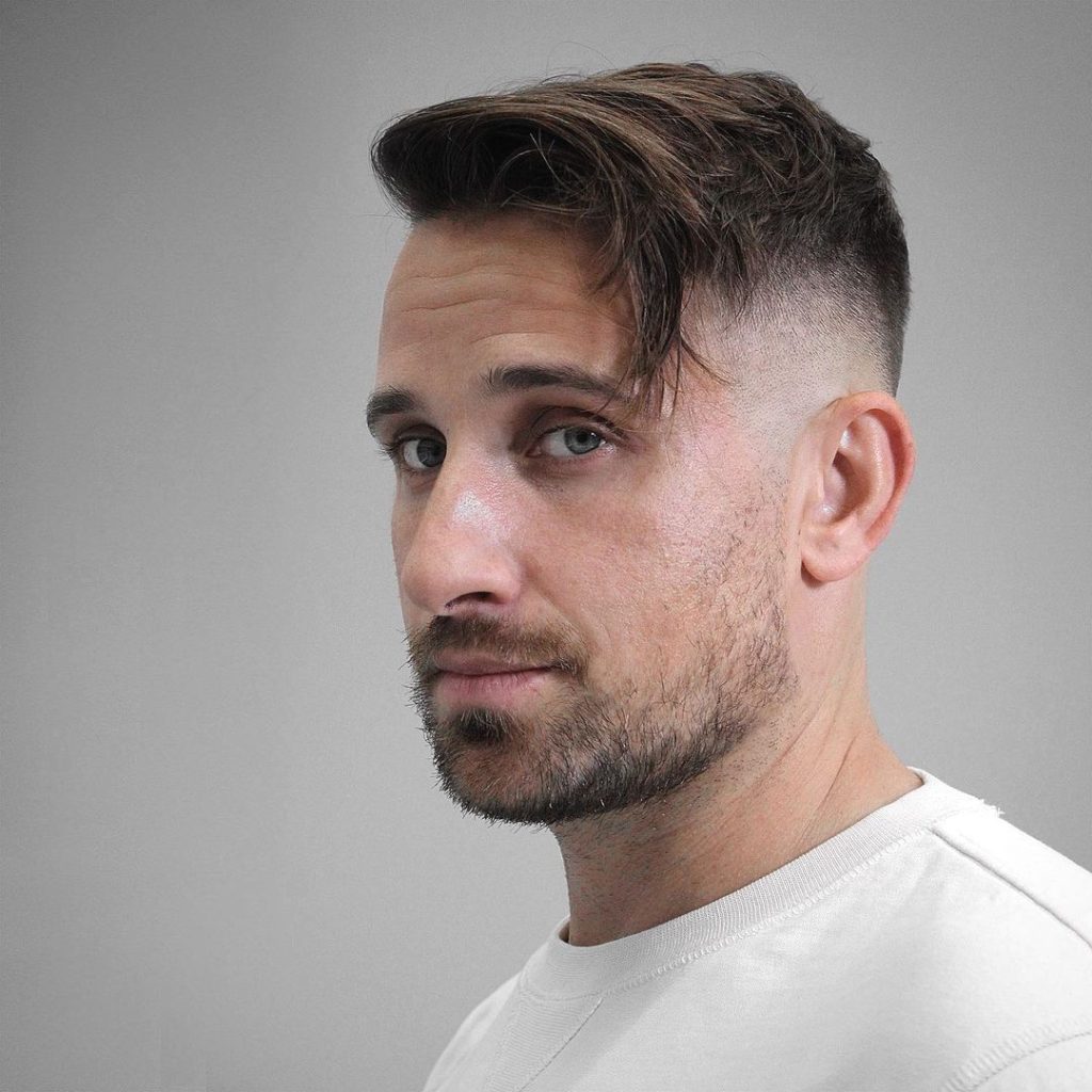 Short sides, long top haircut for men