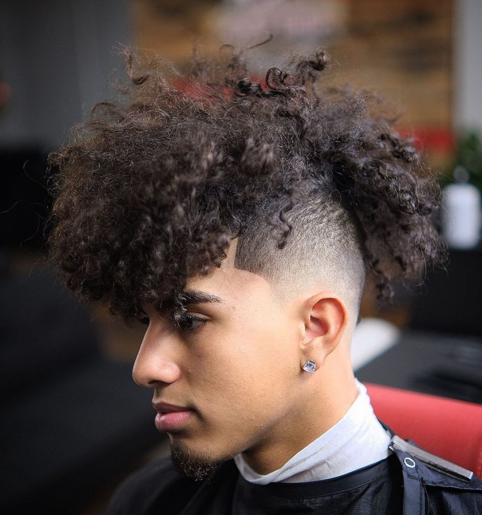 Undercut fade curly hair men