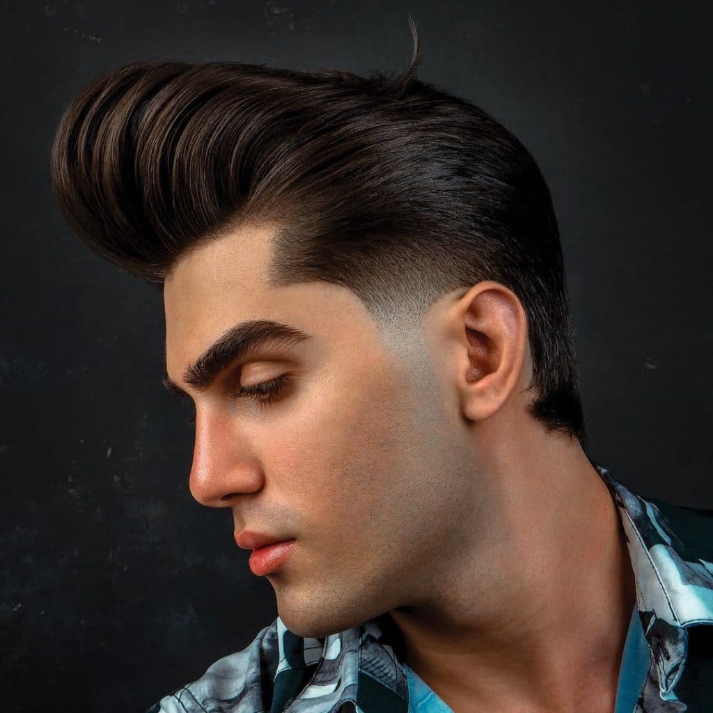 Pompadour with temp fade white guy