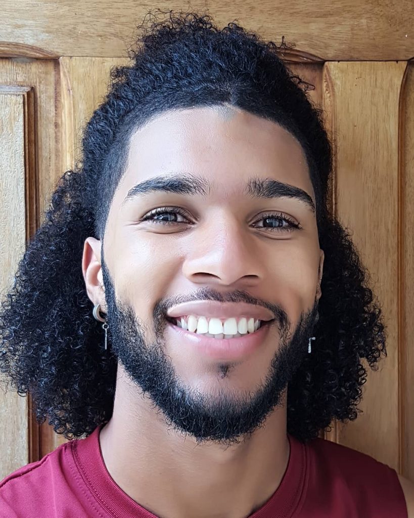 Half Up Hairstyle For Long Curly Hair Black Men