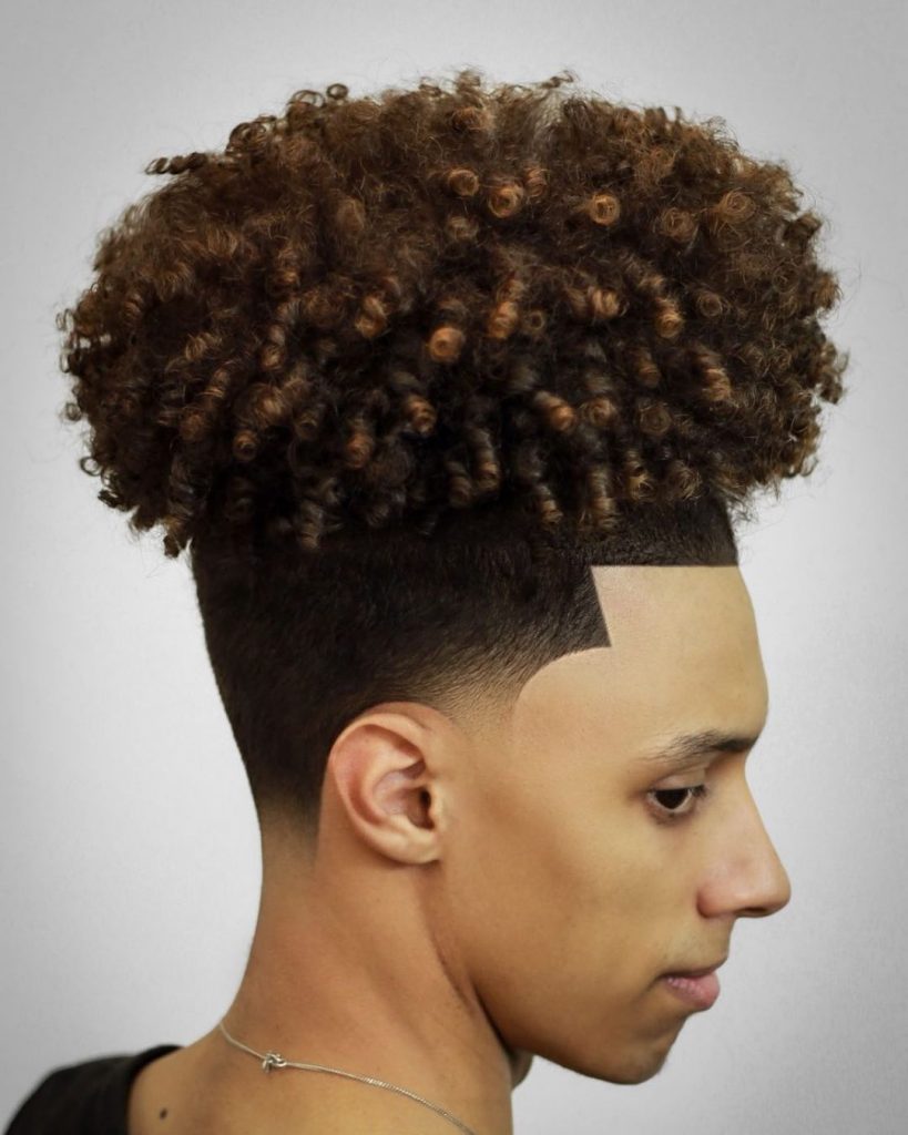 High undercut fade curly hair men