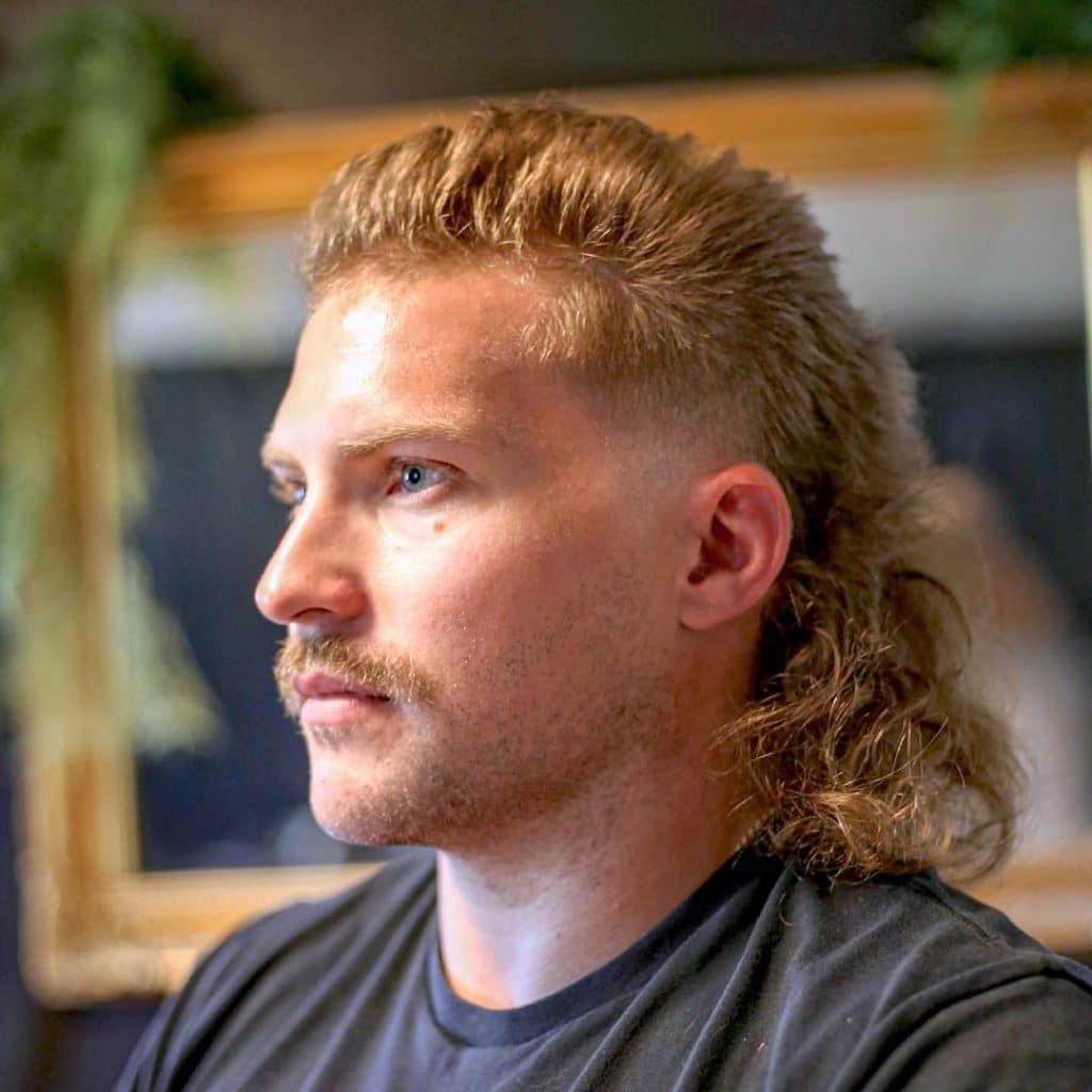 Mullet with curly long hair