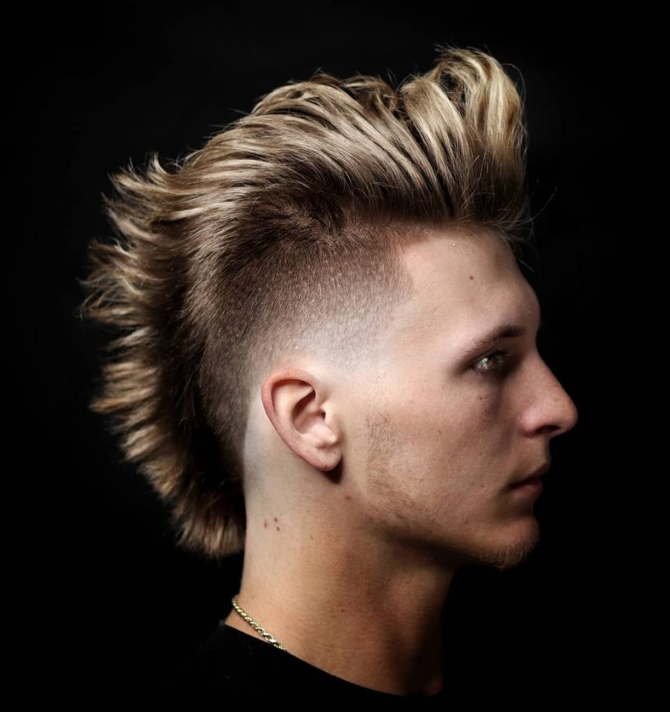 Burst fade mohawk haircut