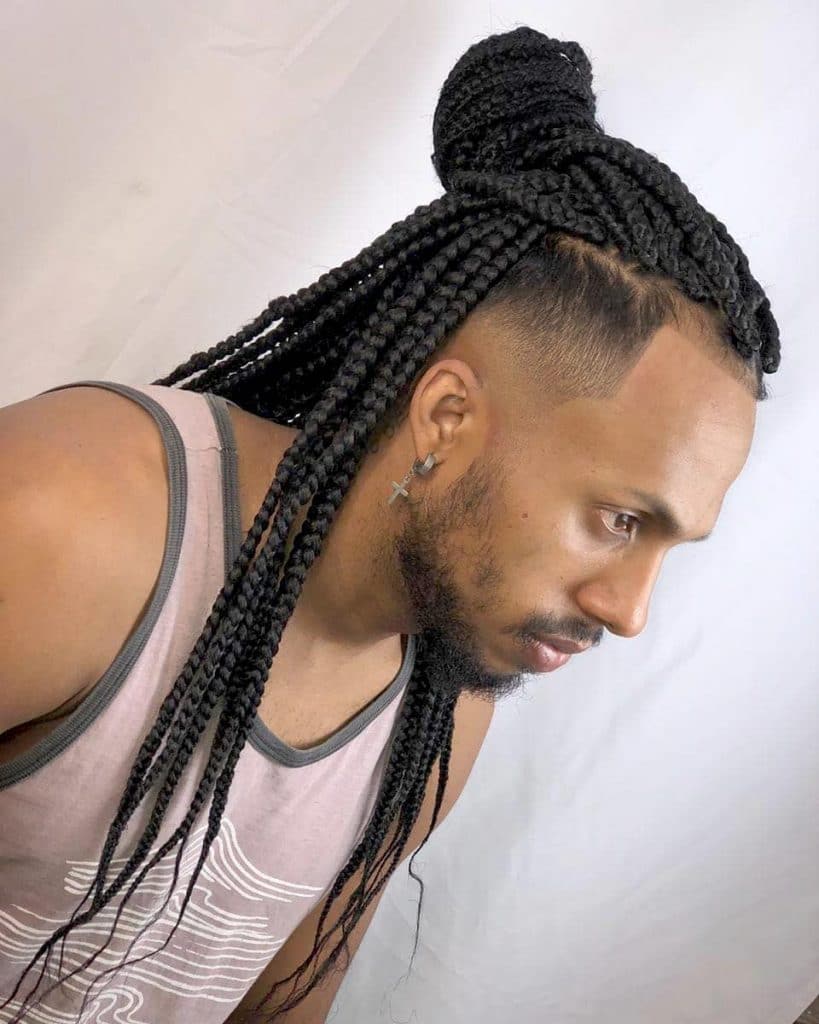 Mens box braids with fade