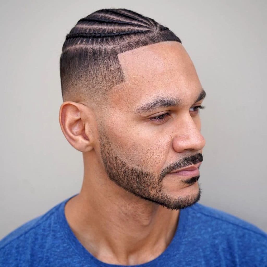 Fade with cornrow braids men