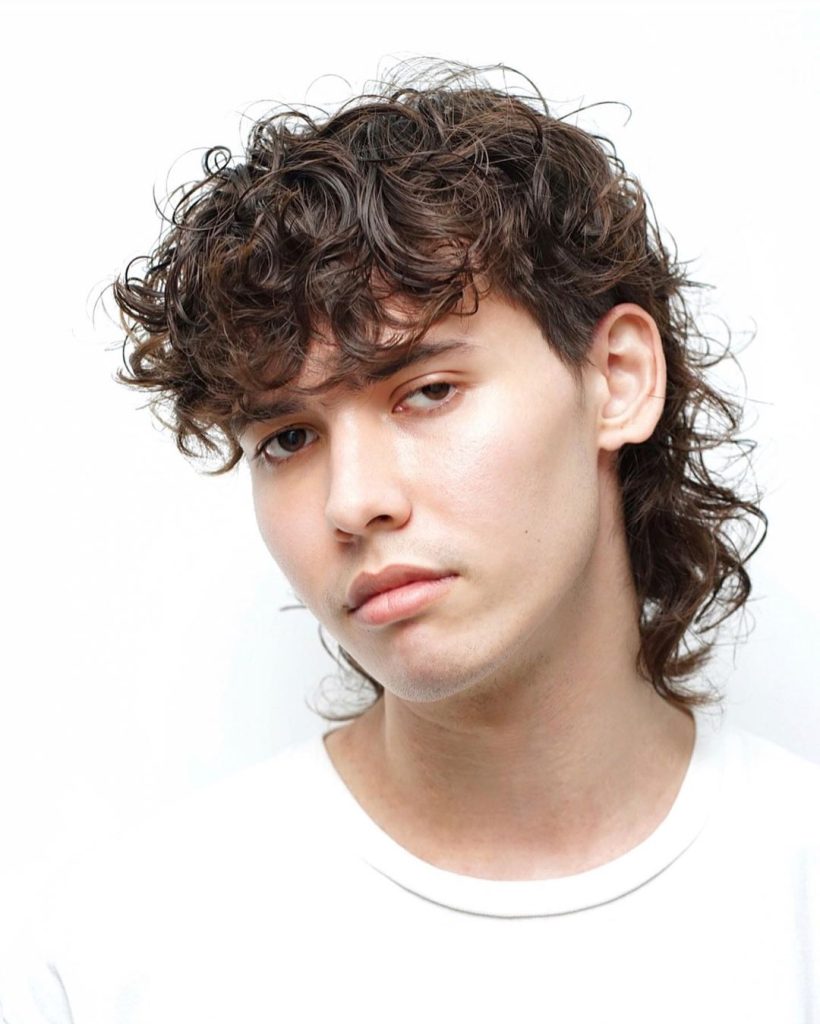 Curly mullet for men