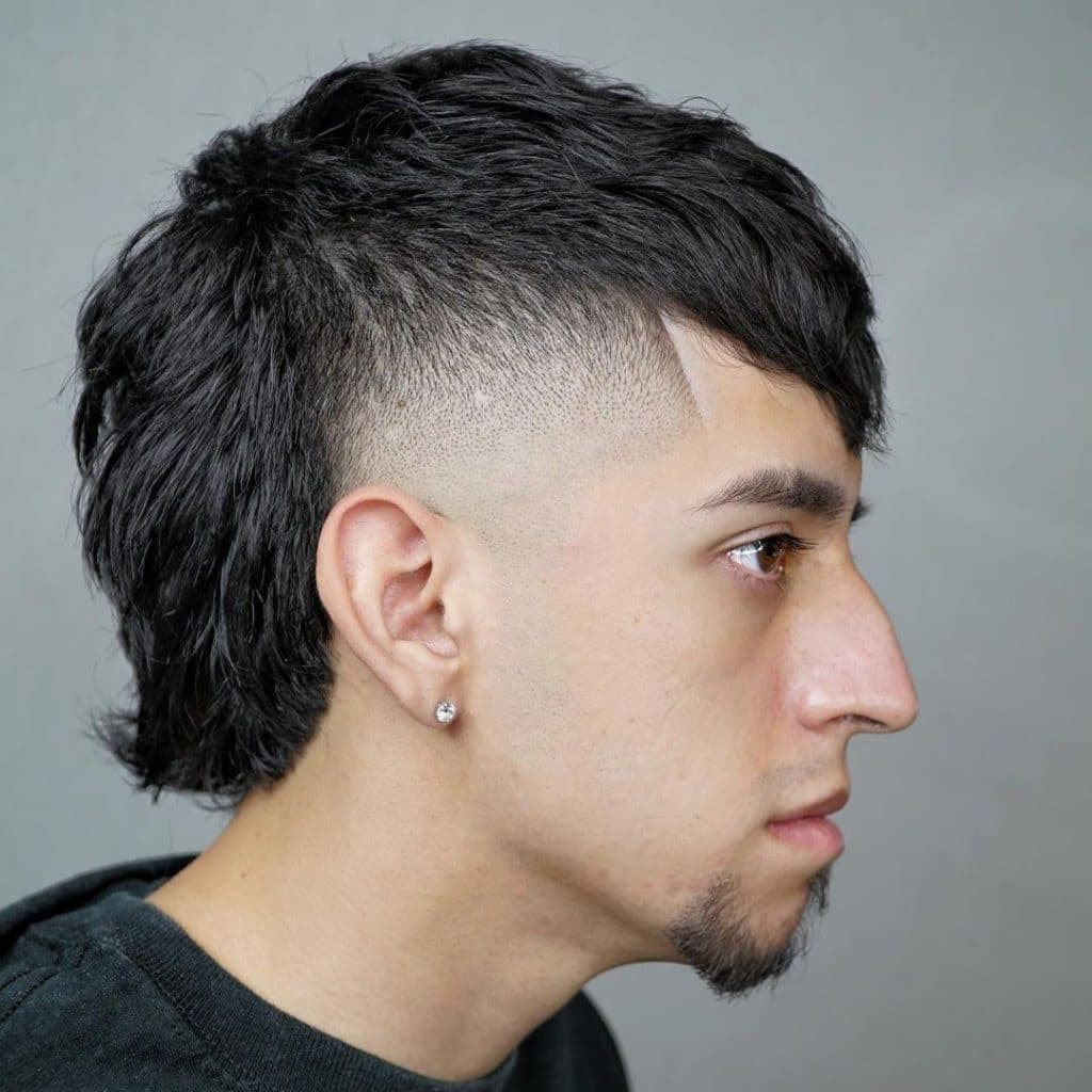 Short mullet haircut with fade