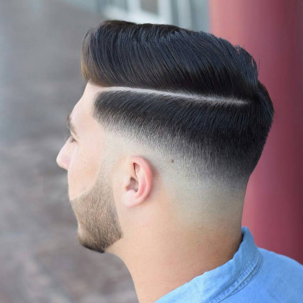 Skin fade haircut comb over