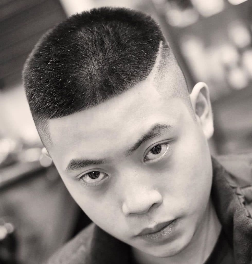 Skin fade haircut with line