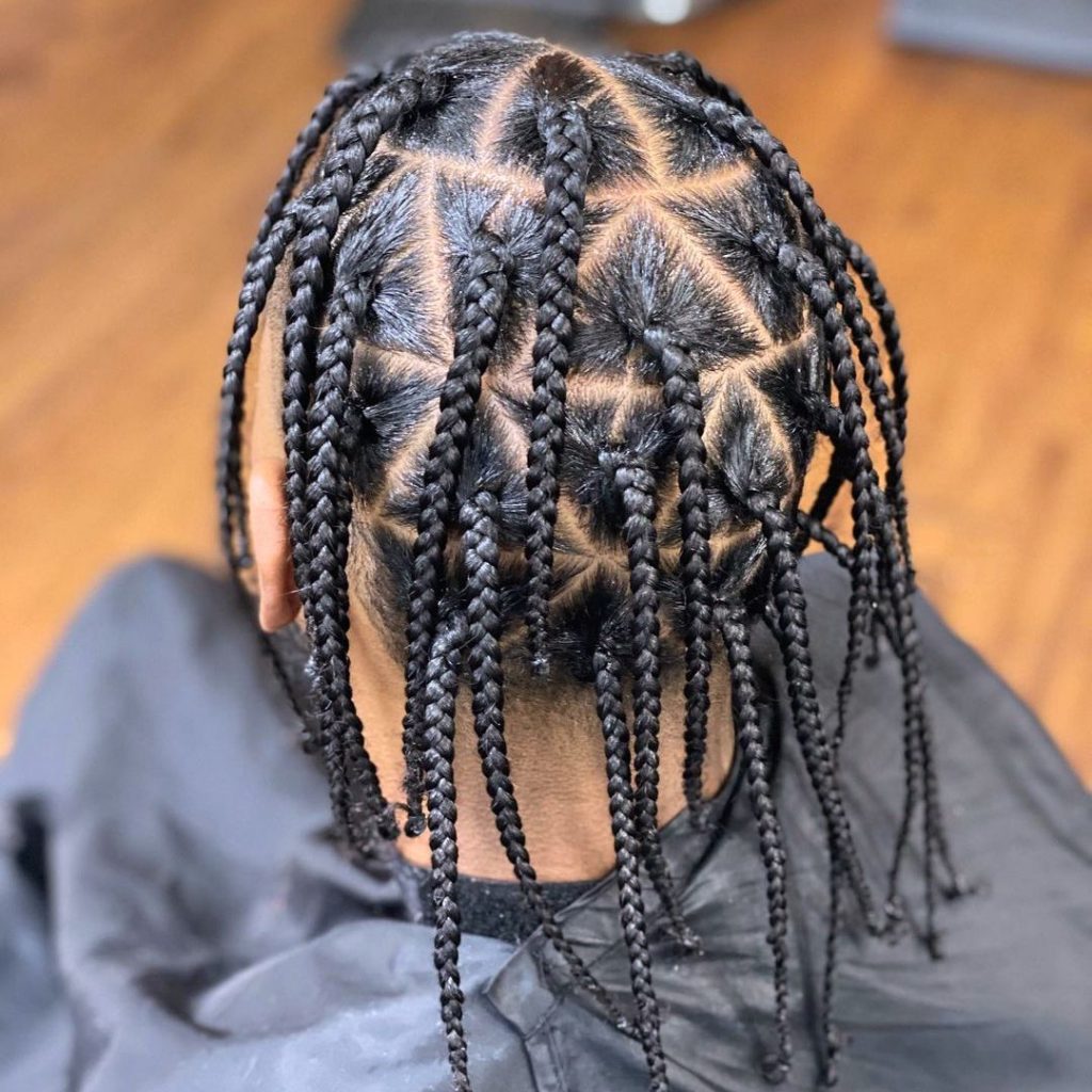 Triangle box braids for men