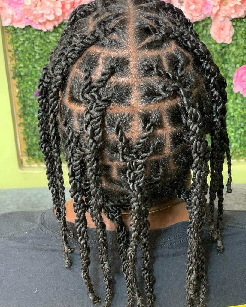 Long two strand twists Black men