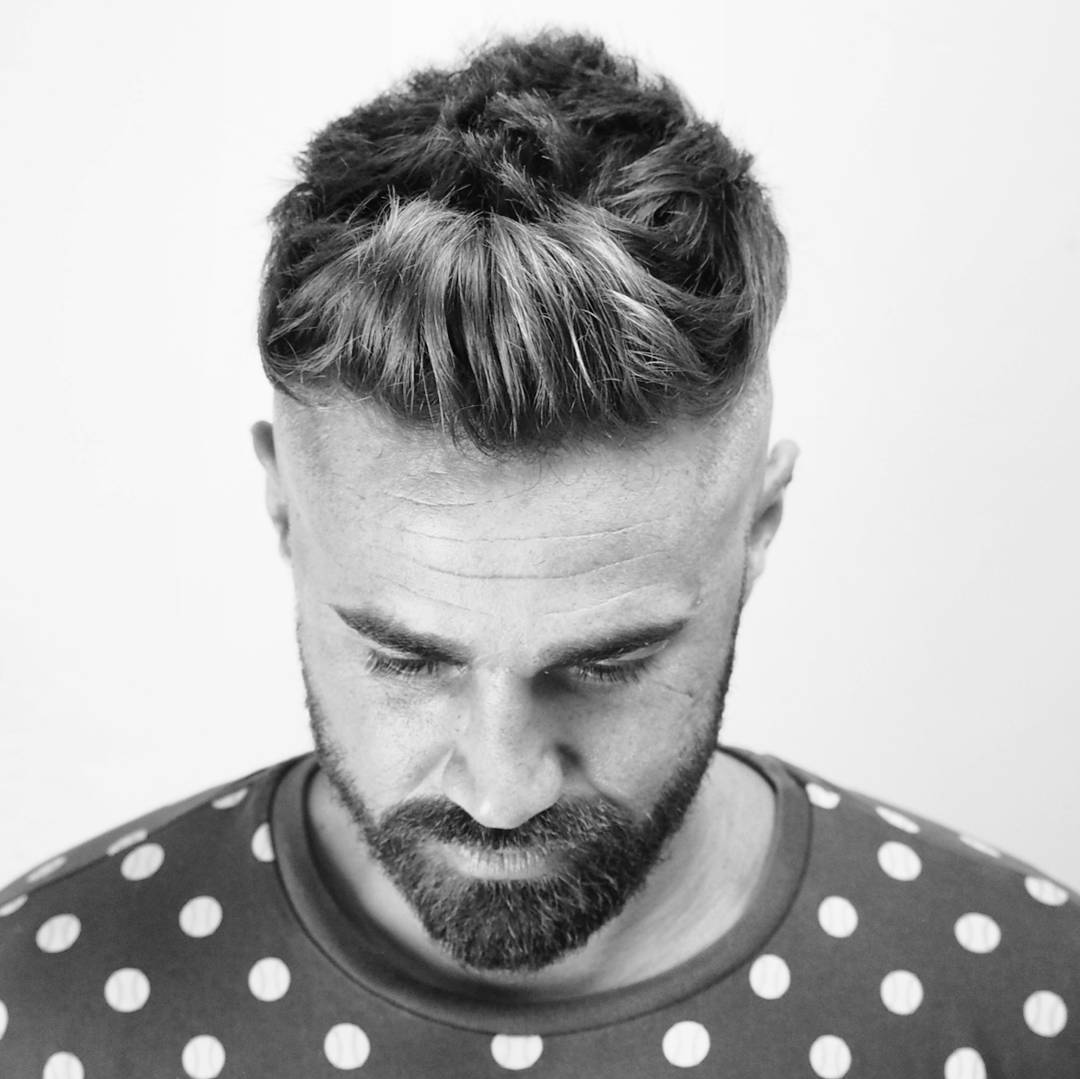 ambarberia front quiff haircut men high skin fade with beard