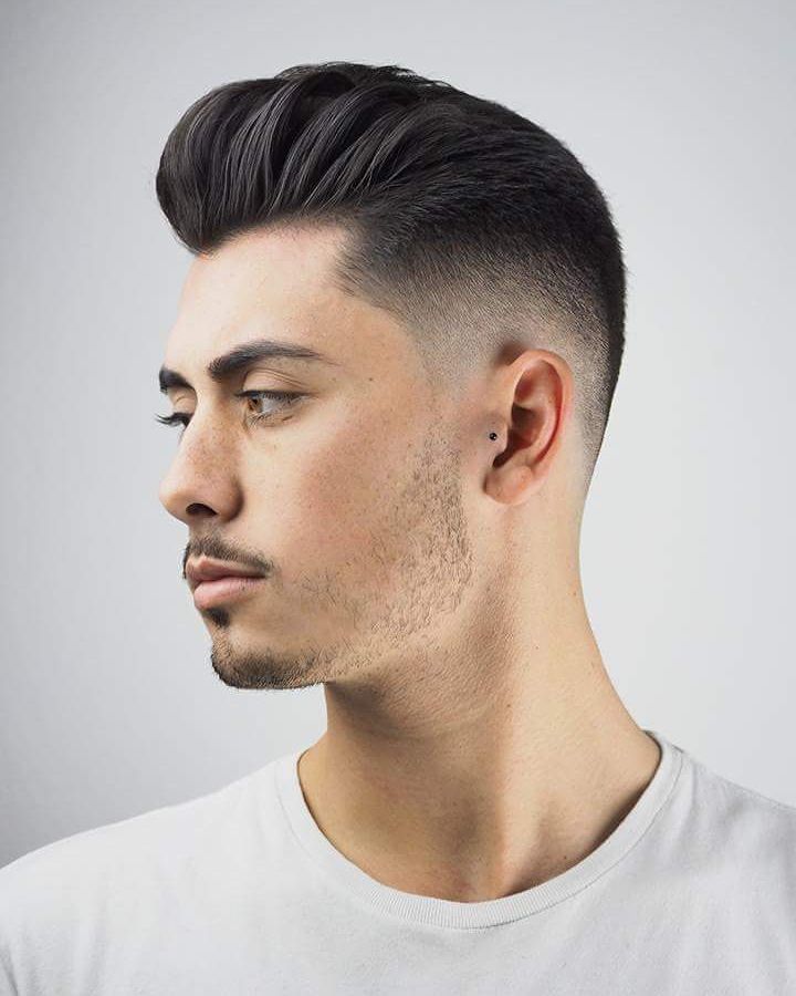 Pompadour and clean fade haircut