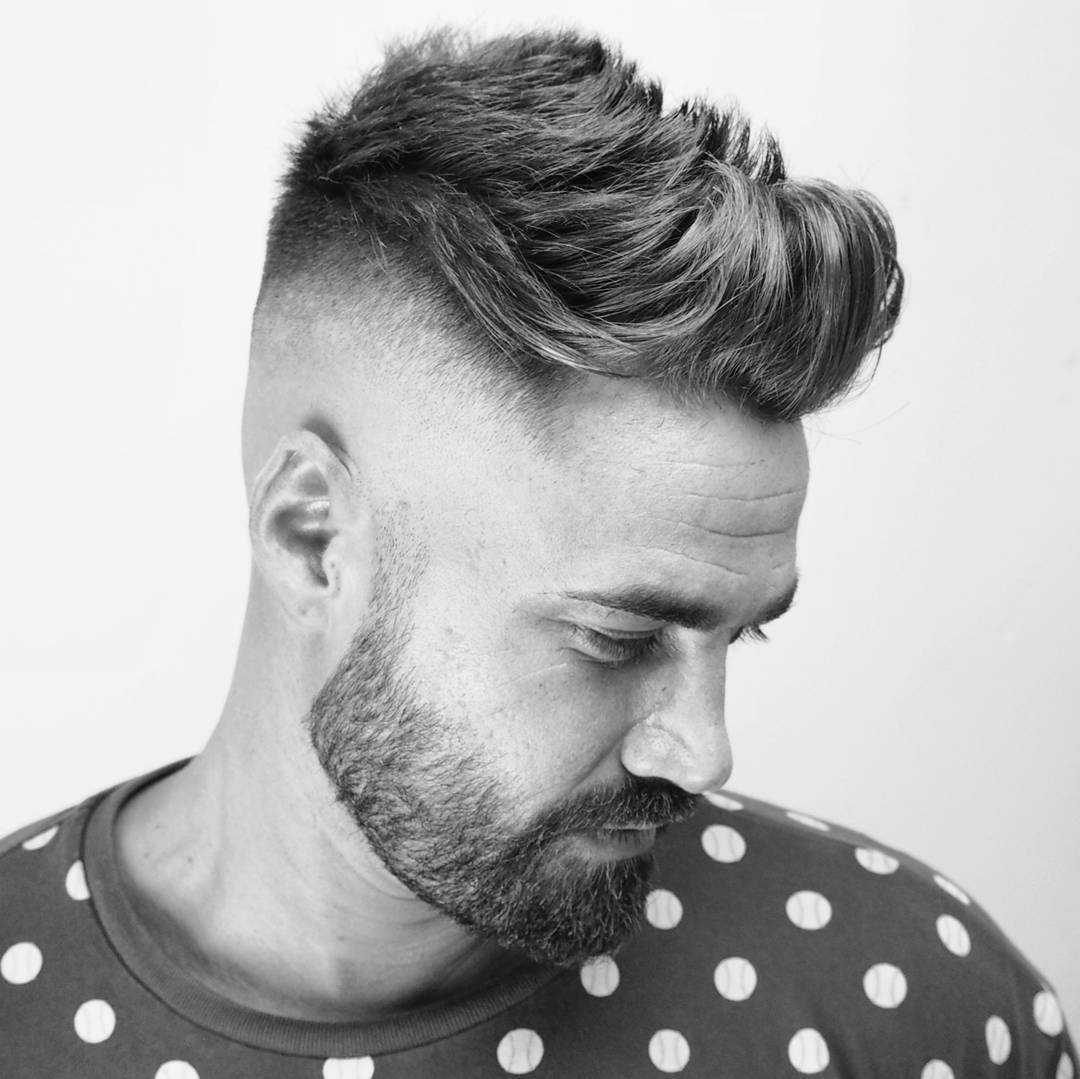 ambarberia quiff haircut men high skin fade with beard