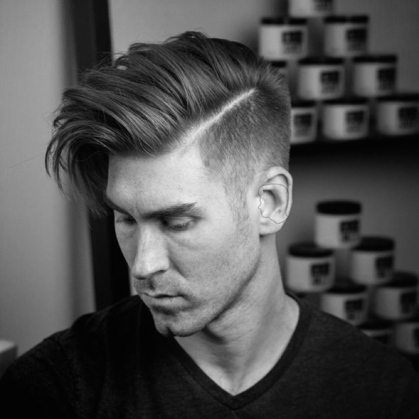 men's hairstyles andrewdoeshair_high fade and long hair blown dry with movement hairstyle