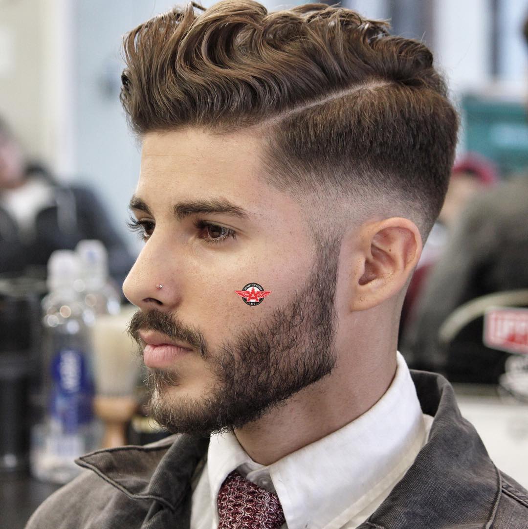 anthonythebarber916_hard part wavy pomadour mens haircuts 2016