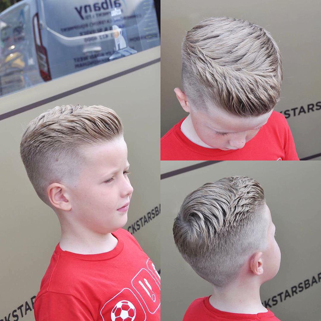 Textured hairstyle for boys with a high fade