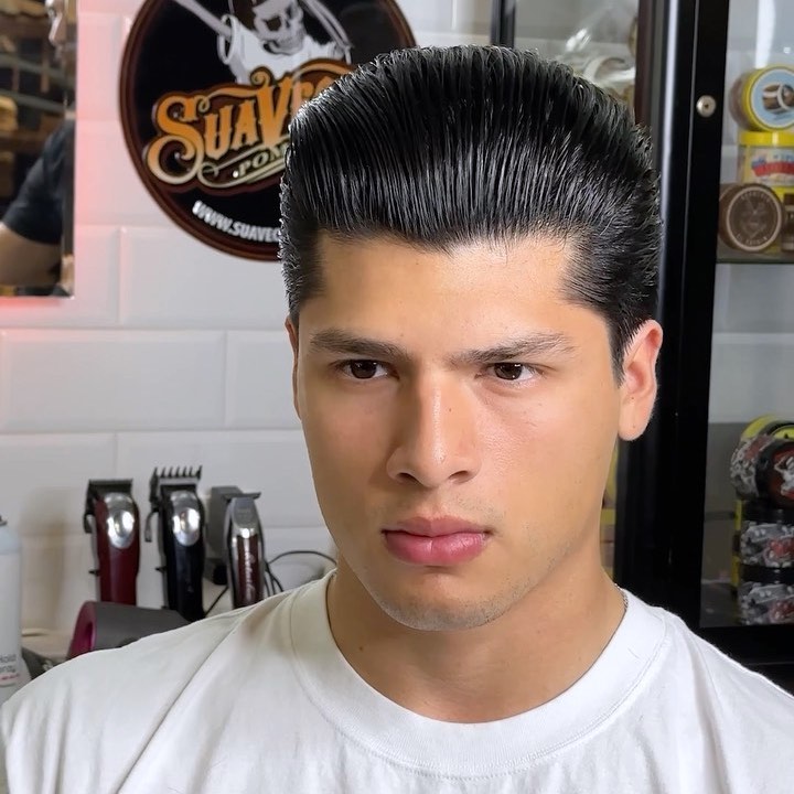 High hold high shine Suavecito pomade for slicked back hair pomp