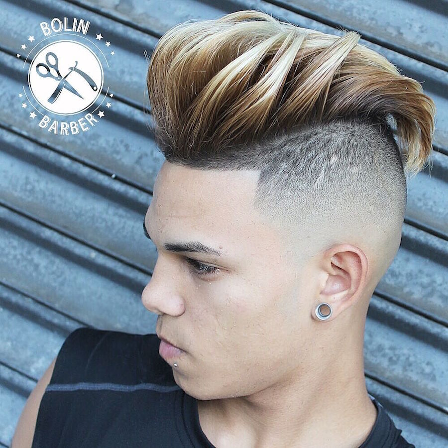 Pompadour mohawk undercut hairstyle