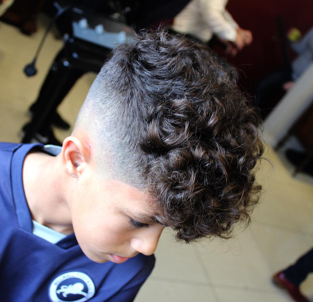 Curly hair fade haircut for boys