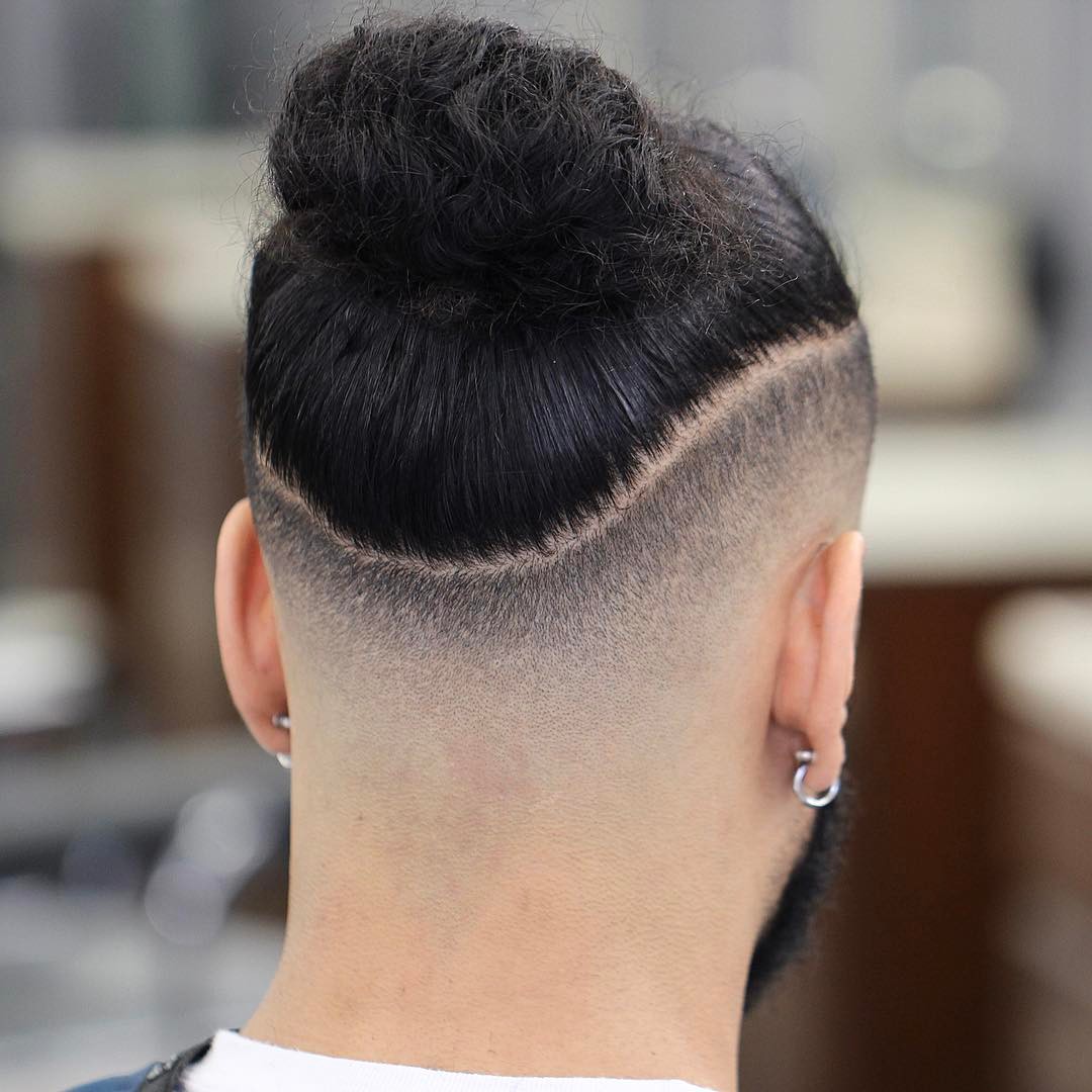 Man bun and drop fade