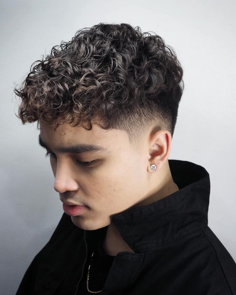 Mens curly hair fade haircut