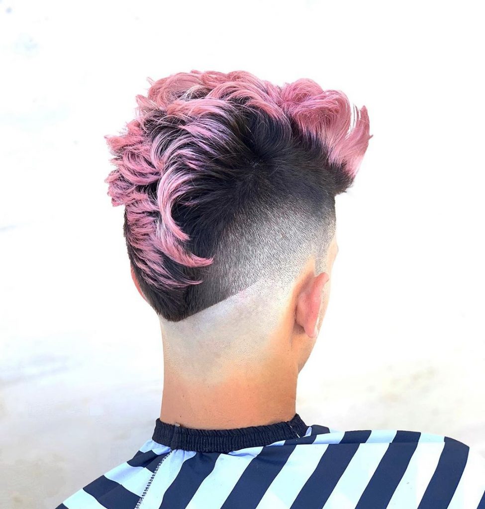 modern mohawk with v-shaped neckline