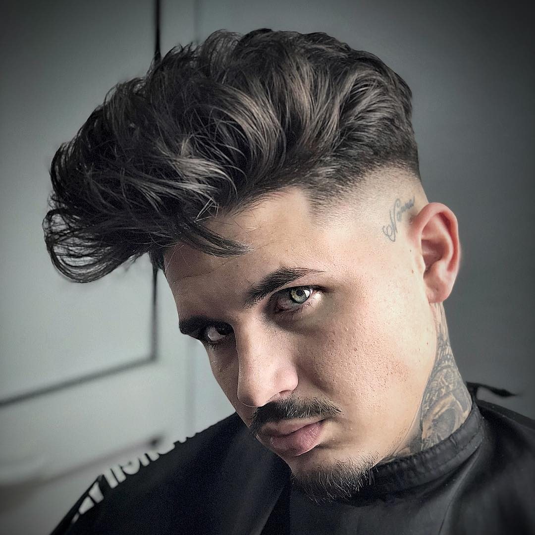 Wavy hair pompadour