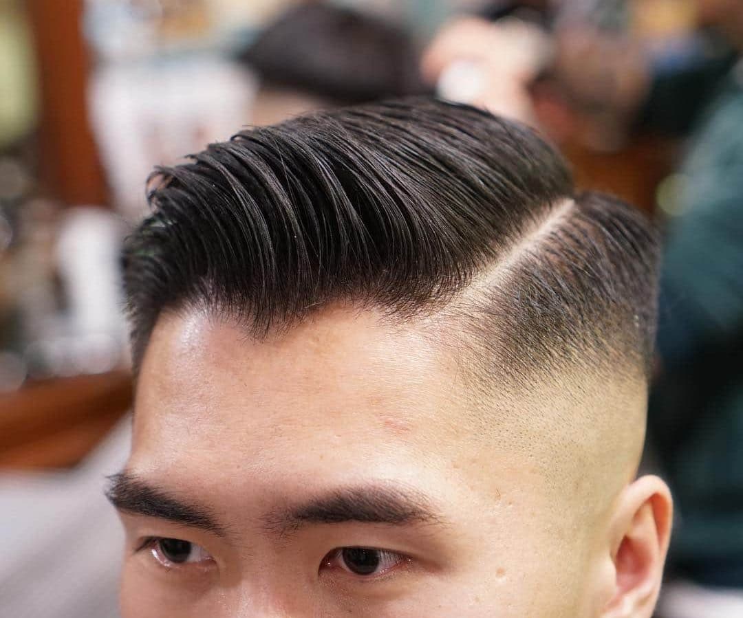 Asian men's hairstyle side part