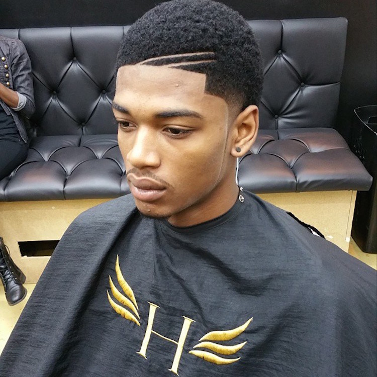 hawkthebarberprodigy_double hard part hairstyle for black men