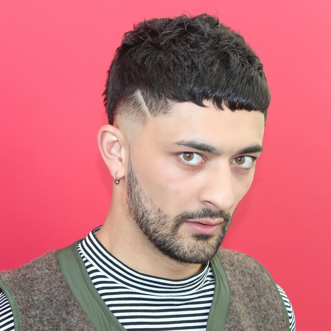 Messy Crop Hairstyle And Temple Fade