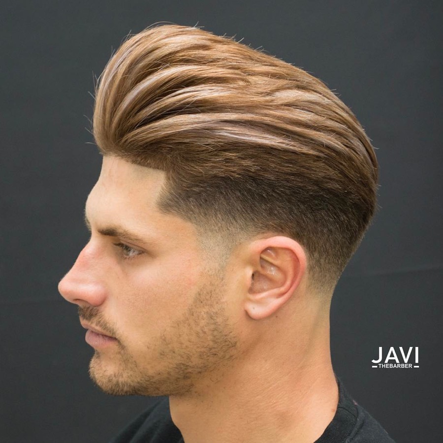 Modern pompadour fade haircut