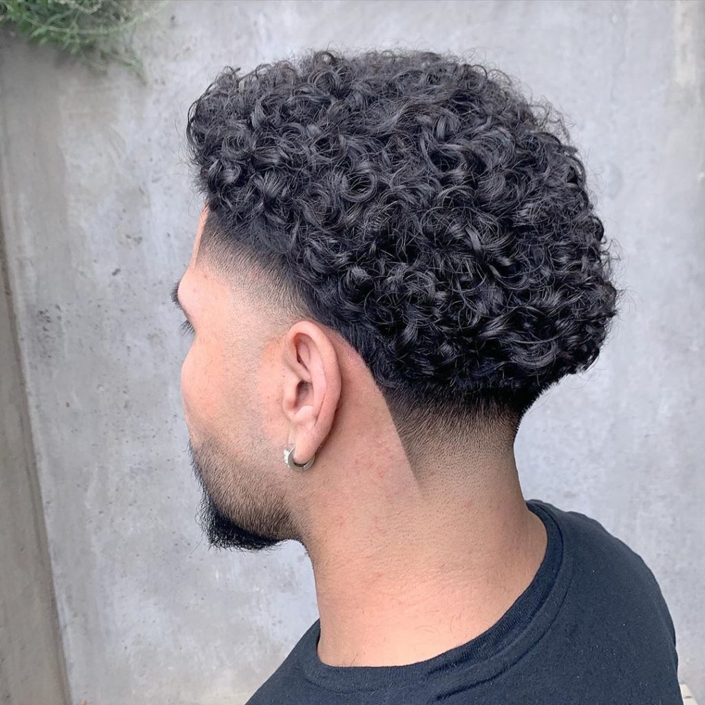 temp fade for curly hair men