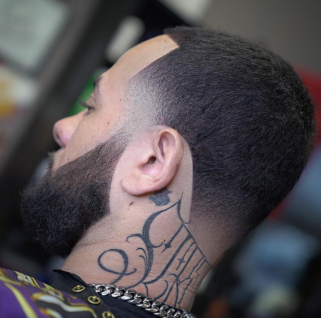 High taper fade with beard