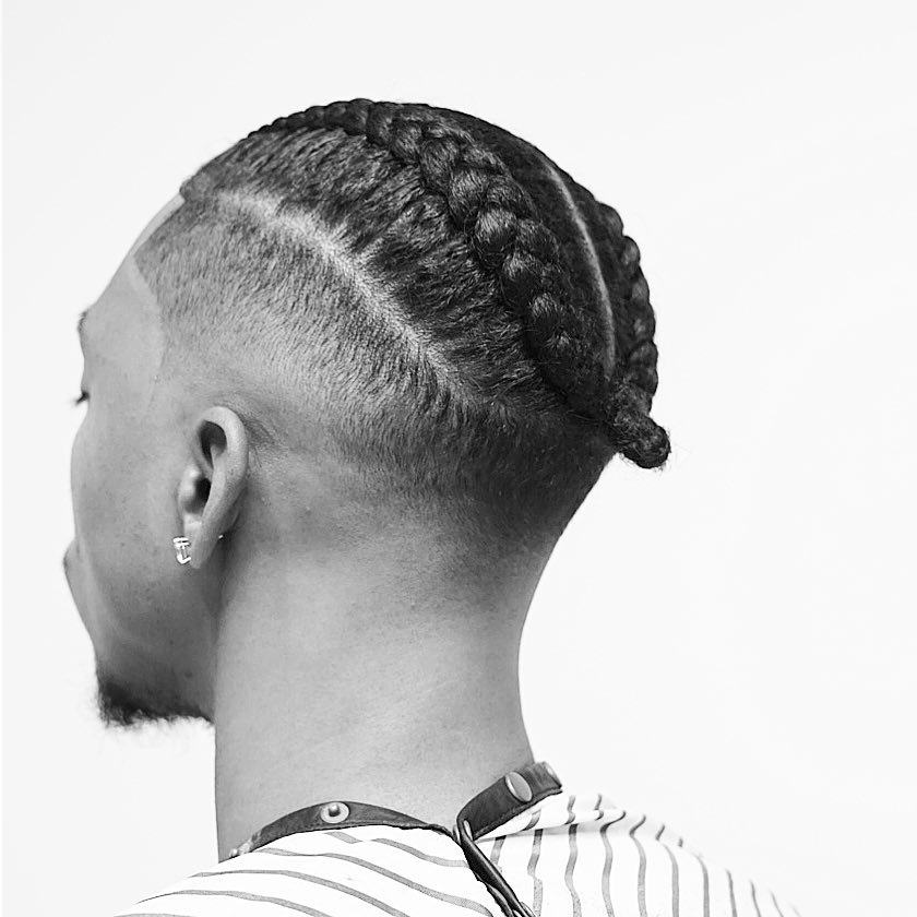 2 braid styles for Black men cornrows with high drop fade