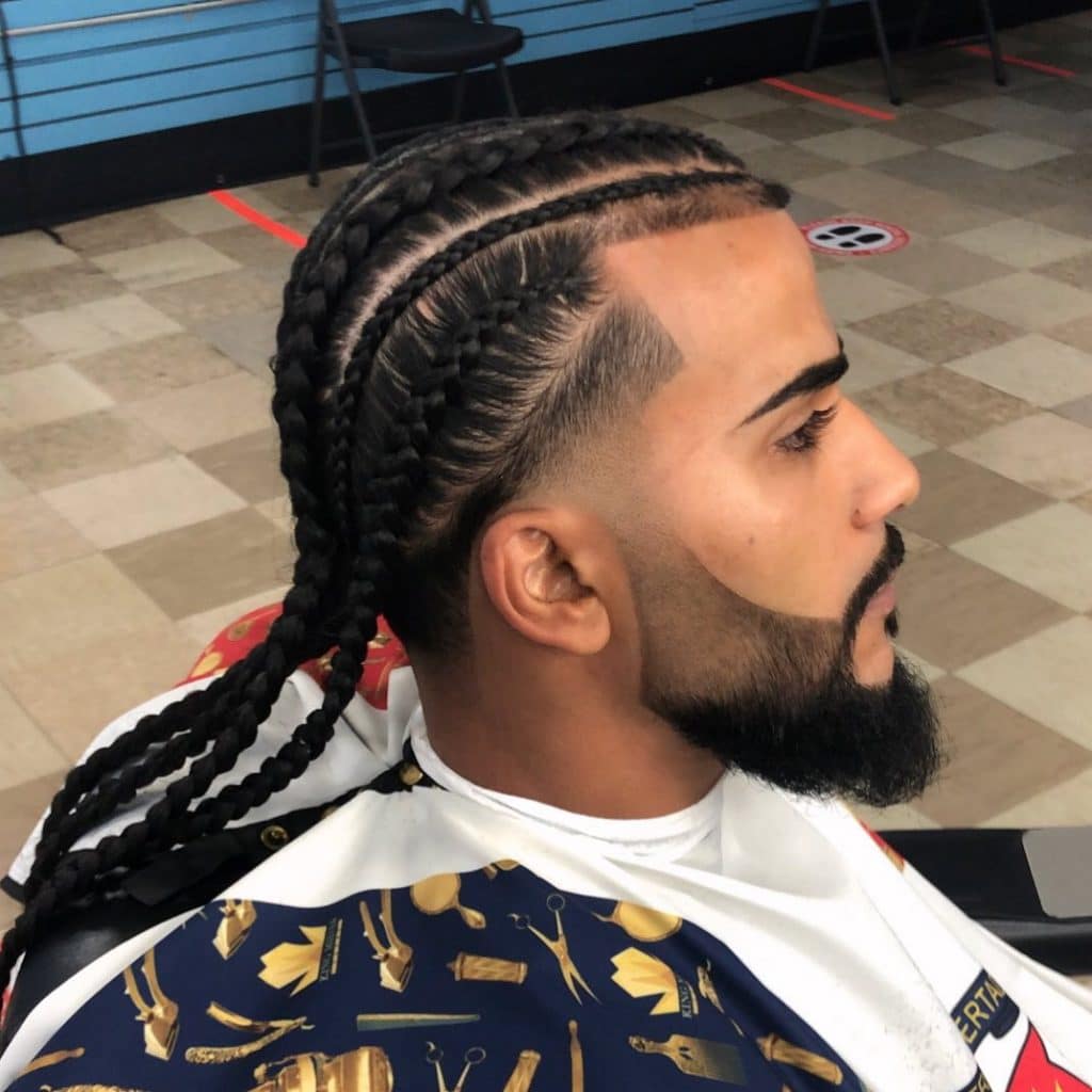 Braid hairstyles for long hair men with beard