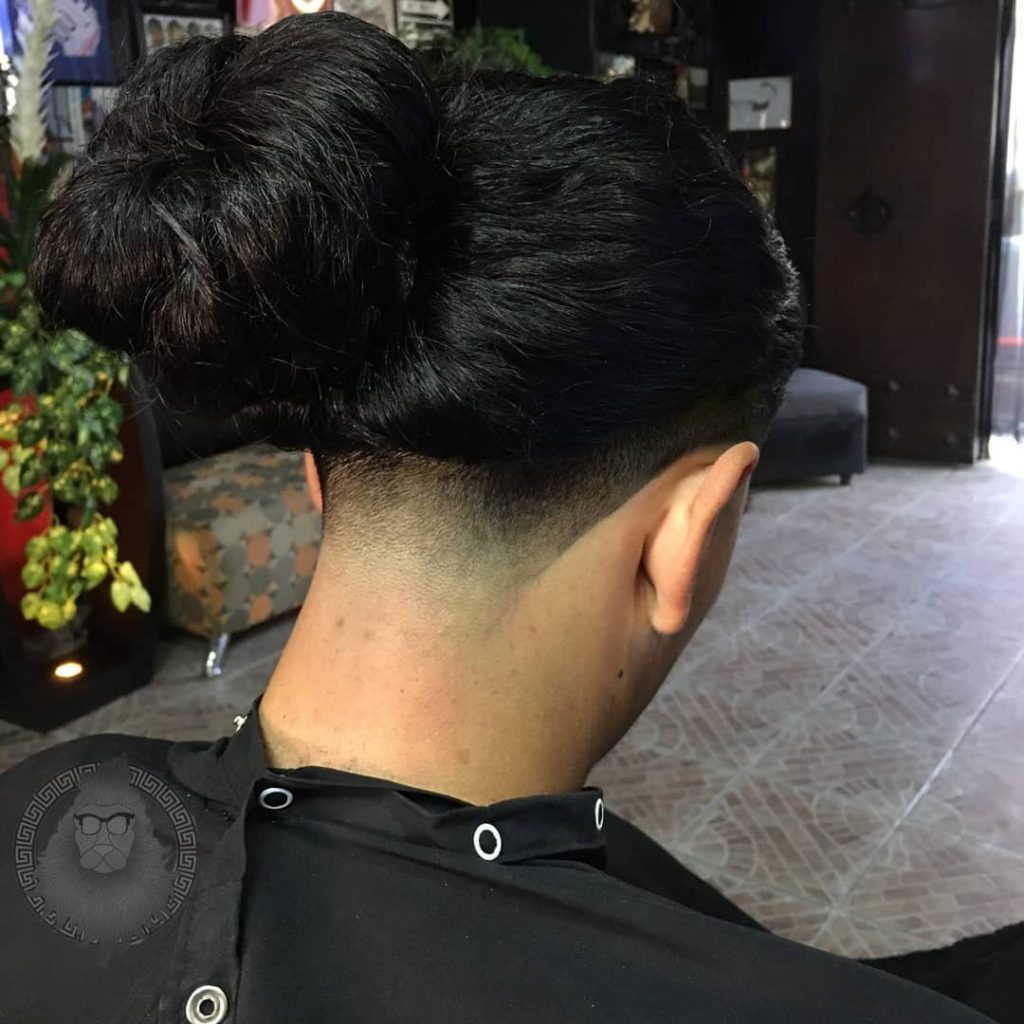 Low undercut for long hair men