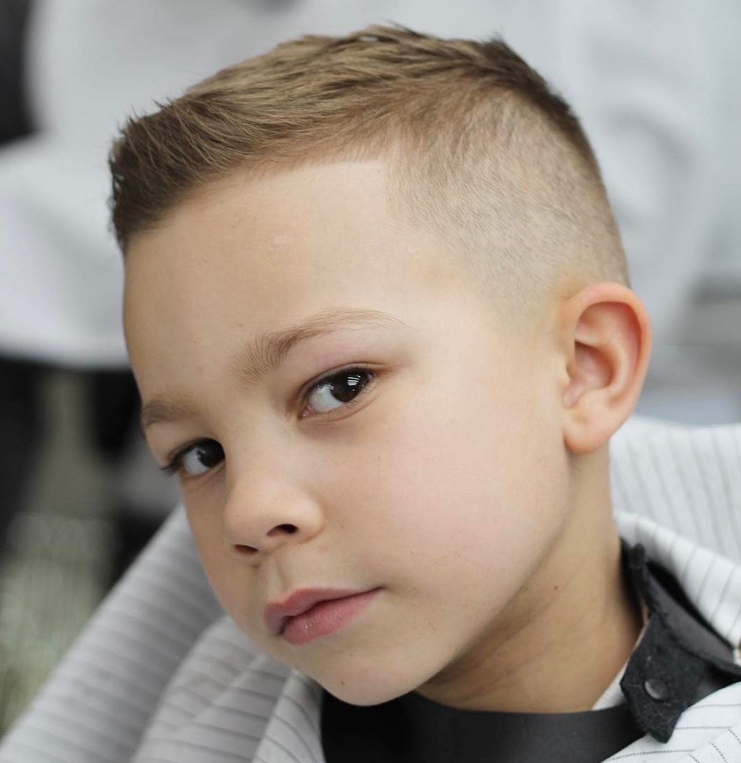 Toddler boy short haircut with high fade