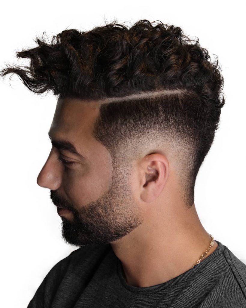 Curly hair drop fade haircut