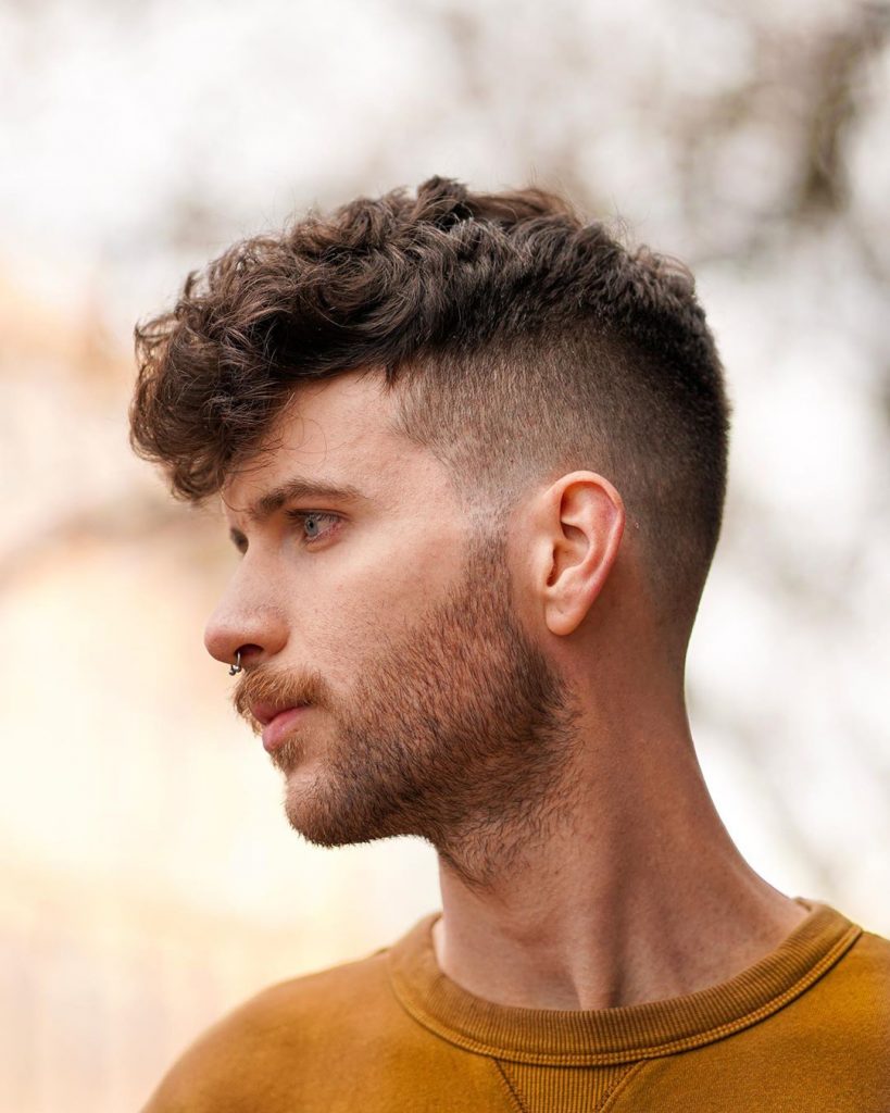 shadow fade and medium curly hair