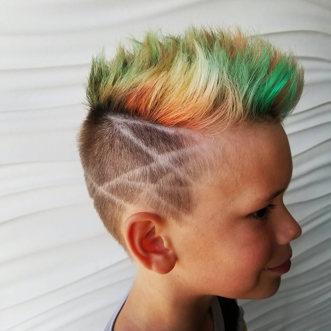 Spiky boy's fade haircuts with hair design