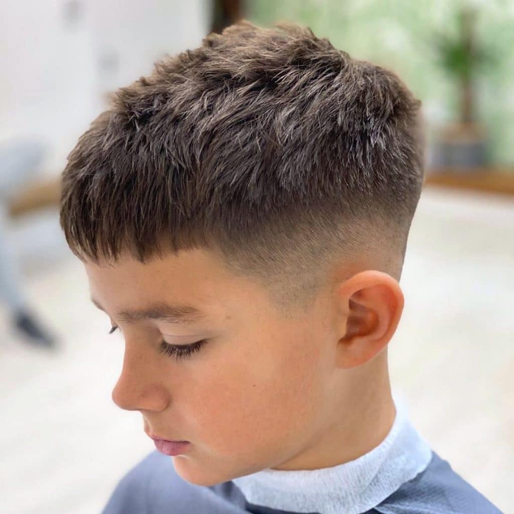 Short crop haircut for boys with high fade