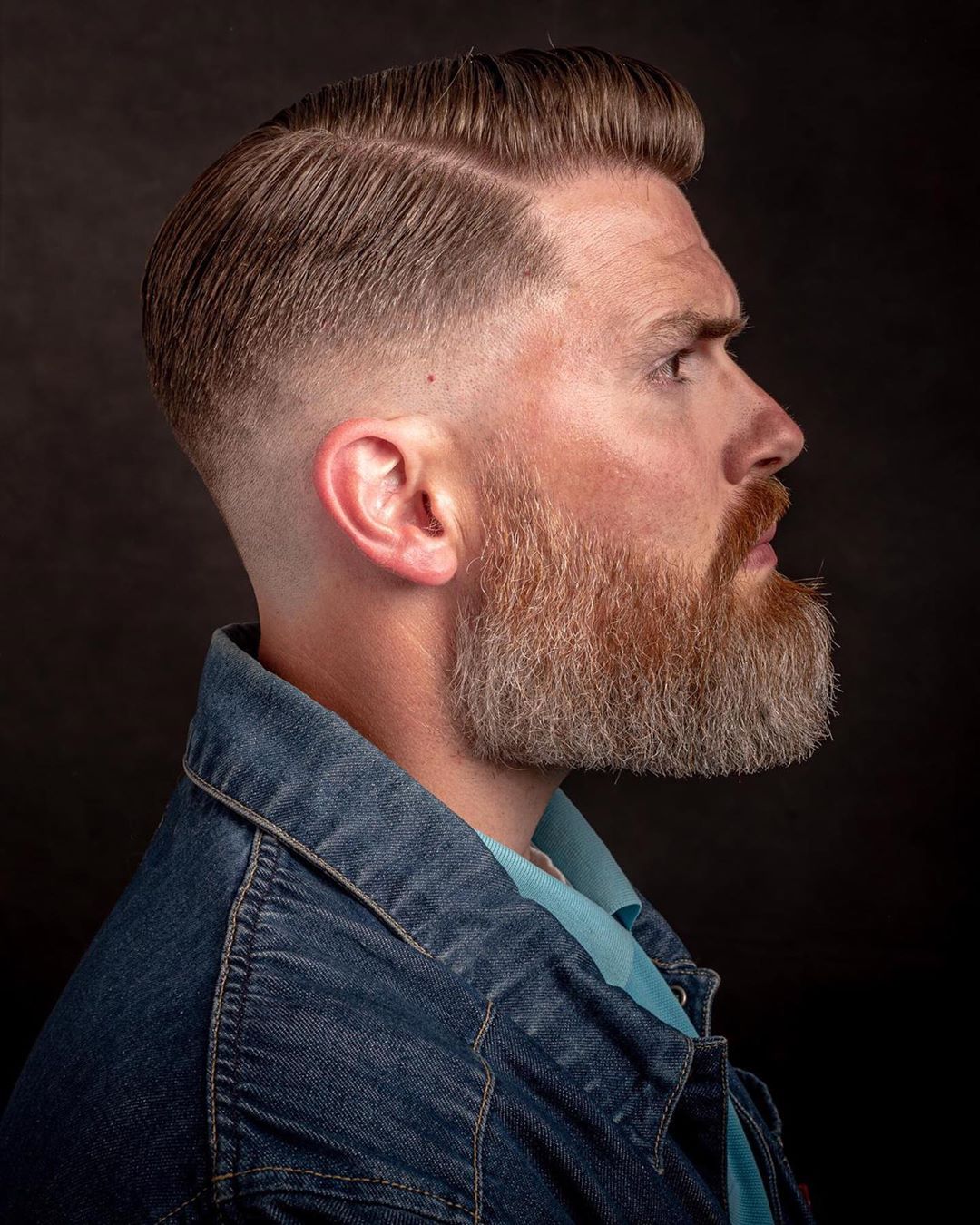 Low skin fade haircut with beard