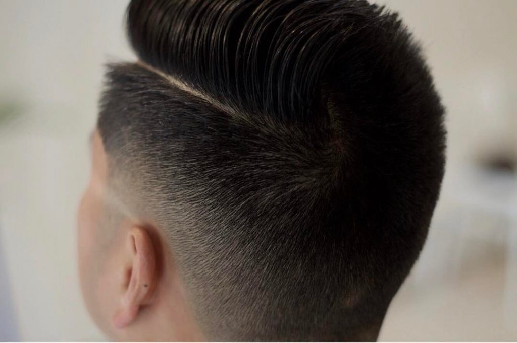 comb over fade with hard part