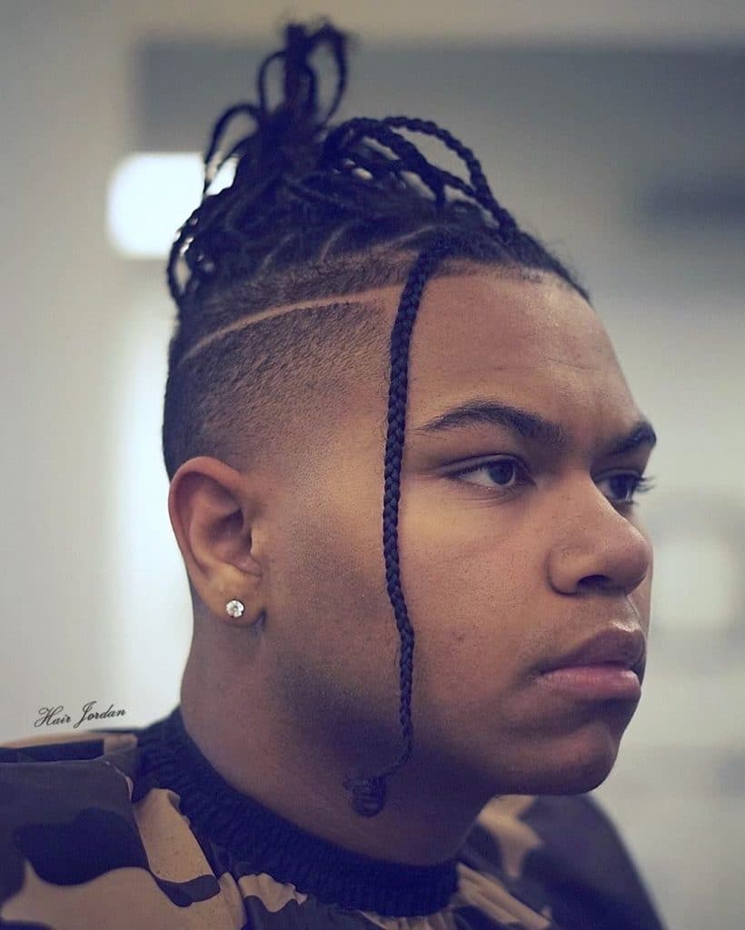 Undercut fade with box braids men